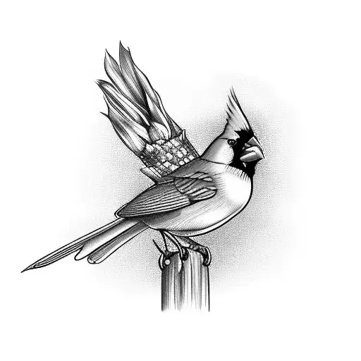 A Majestic Cardinal Perched On A Stalk Of Corn