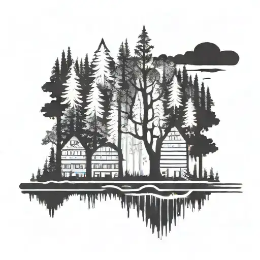 Silhouette Of The Forest Scene