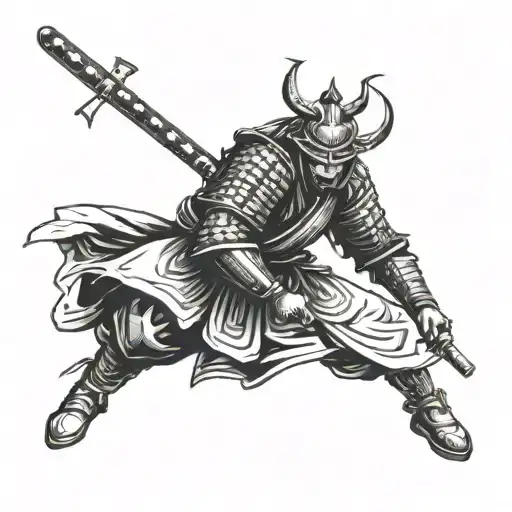 A Sketch Of A Samurai Tattoo Design
