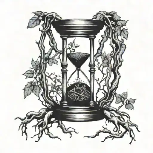 Hour Glass With Tree Roots Growing