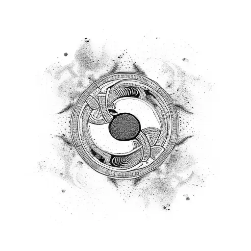 A Ying Yang Symbol Intertwined With An Egyptian Life Symbol