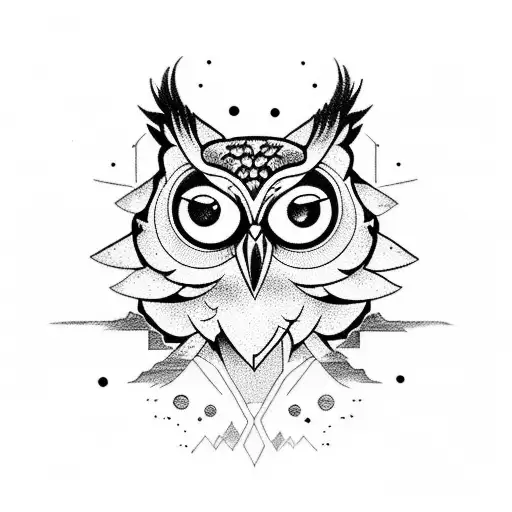 Incorporate An Owl And Anime Elements In A Blackwork Tattoo Inspired By The Night Sky