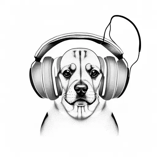 A Dog Wearing Headphones And Coding On A Computer