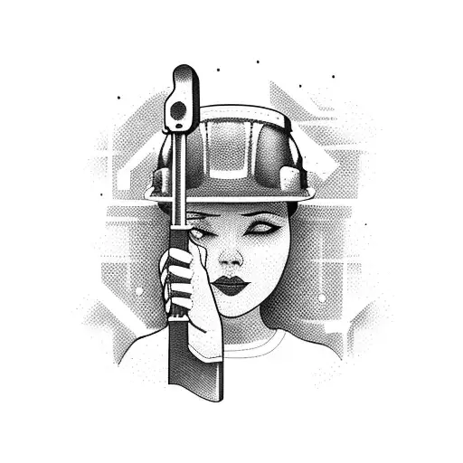 Female Construction Worker With Hammer