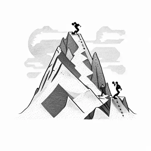 Summiting A Mountain Peak With A Rock Climber Silhouette