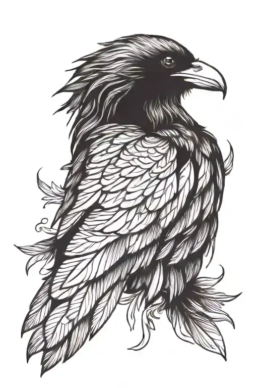 Feather Wing Raven Lines