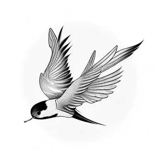 Swallow Flying Out Of A Circle