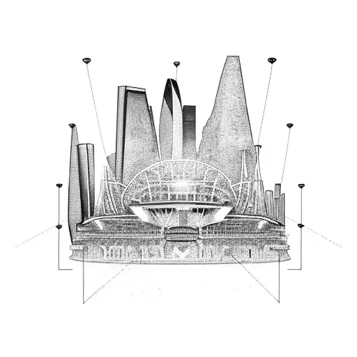 Combine The London Skyline With A Football Stadium In A Dynamic And Energetic Design