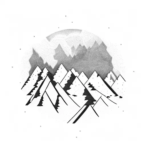 A Mountain Landscape With A Silhouette Of A Biker Riding Through It