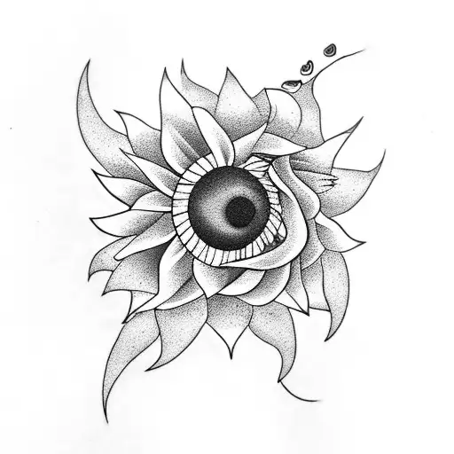 A Sunflower And Rose Morphing Into A Koi Fish