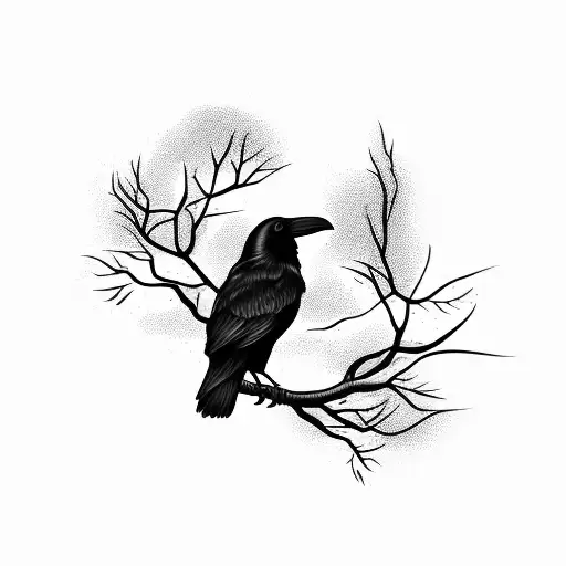 Raven With Branches