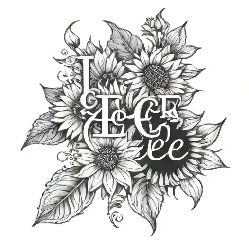 Lettering Tattoo For The Word Lele Con Girasoles