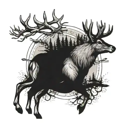 A Majestic Deer Lifting Weights In A Serene Outdoor Setting