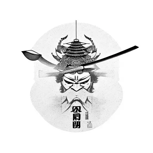 Katana With Samurai And Backgroud Japan Logo