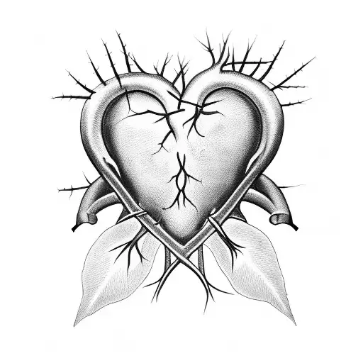 Human Heart Being Embraced With A Crown Of Thorns