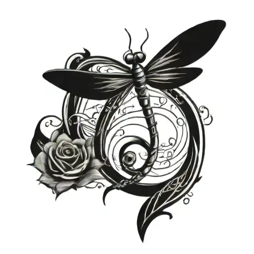 Dragonfly Attached To A Treble Clef Symbol Incorporated