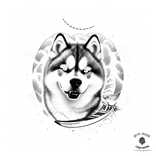 Surfing Husky Catching A Wave