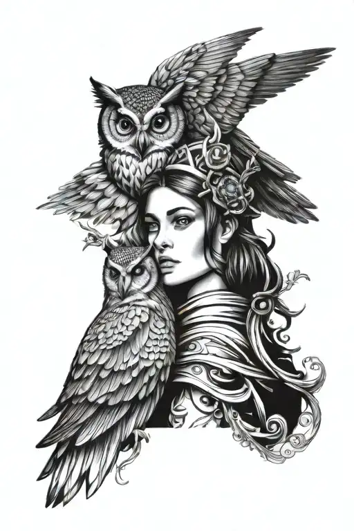 Athena With An Owl On Her Shoulder