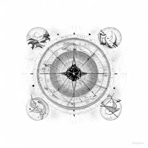 A Celestial Map Of The Night Sky With Constellations Representing The Client's Zodiac Sign