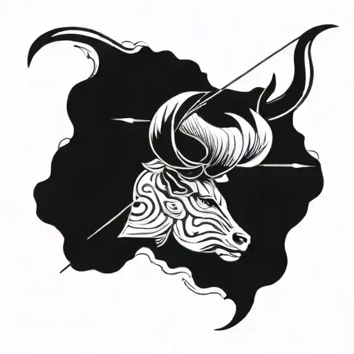 Zodiac Sign Taurus With Bow And Arrow