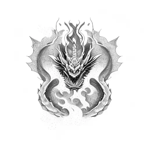 Dragon Head With A Partial Body With Cherry Blossoms