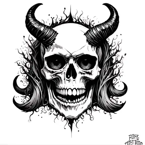 Skull With Horns Coming Out Ofeyes