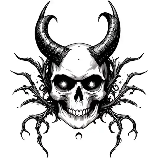 Skull With Horns In Eyes