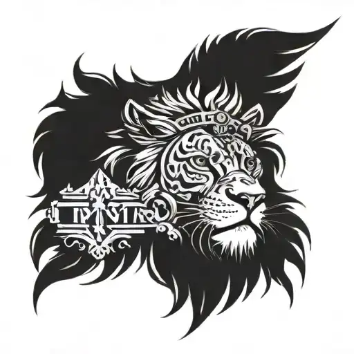 Shoulder Lion And Cross