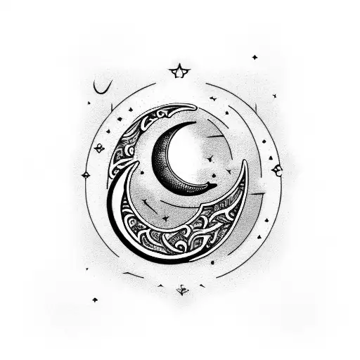 Crescent Moon And Dog