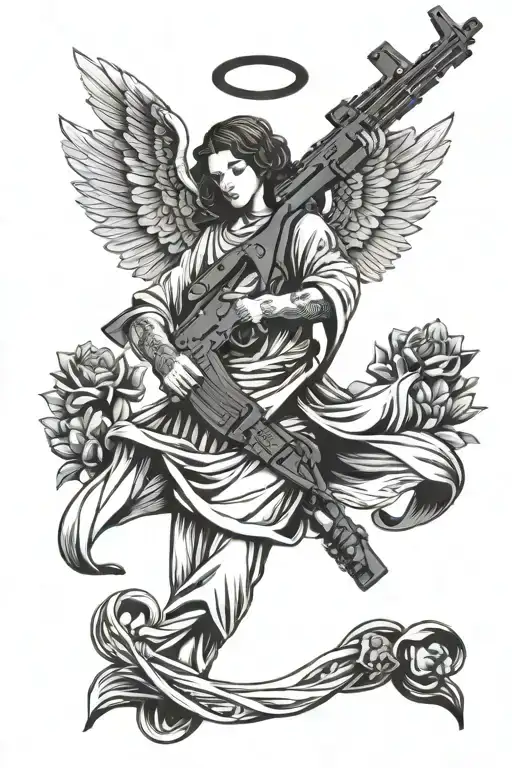 Angel With Ak 47 Rifle