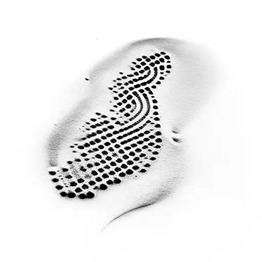 A Blackwork Tattoo Of A Baby Footprints Trail Leading To A Heart