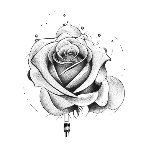 A Rose Intertwined With A Vintage Microphone