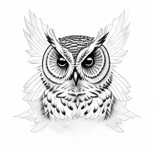 Father Owl With Wing Wrapped Around Bay Owl