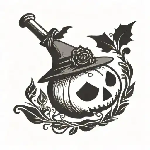 Simple Halloween Broom Gothic