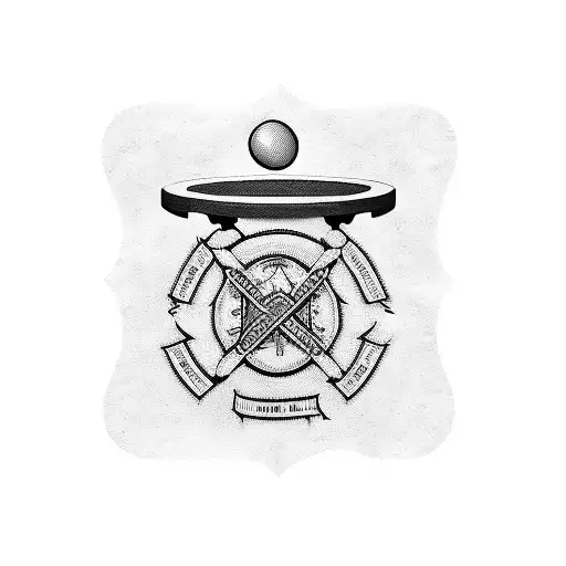 A Neck Tattoo Of A Beer Pong Table With The Logos Of Different Country Music Bands