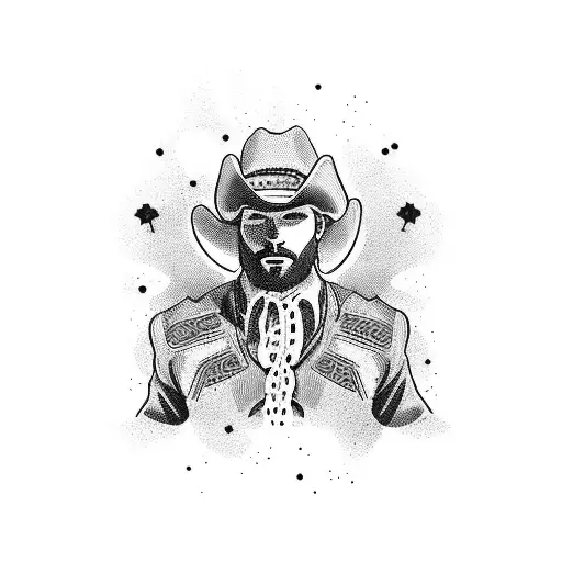 Cowboy Kneeing Down Infront Of A Cross