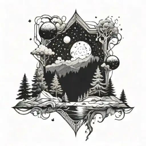 Galaxy Landscape With A Hidden Forest Scene Within It