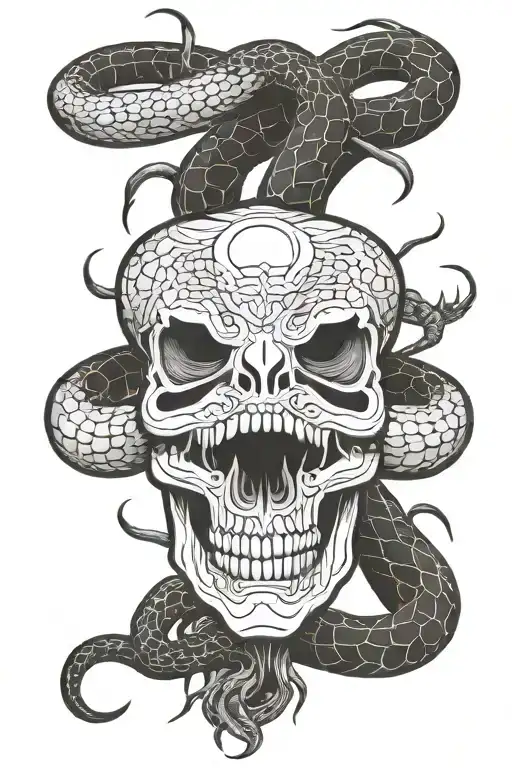 Snake Skeleton And Spider