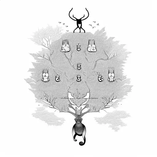 A Family Tree With Animals As The Branches