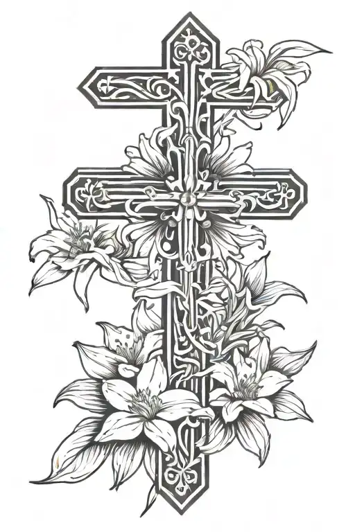 Daisy Daffodil Aster Flower Crucifix Negative