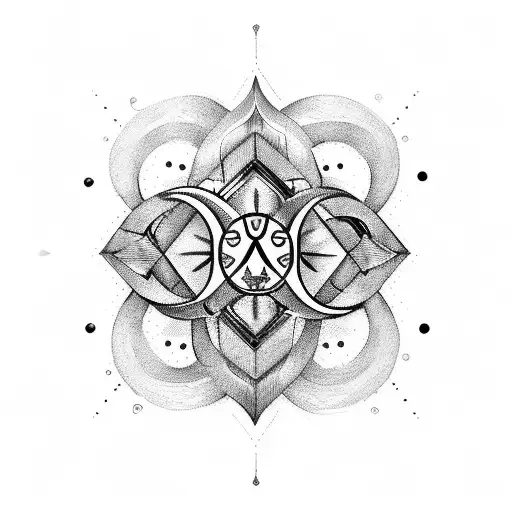 A Sketch-style Tattoo Of An Umbanda Symbol Combined With A Drawing Utensil