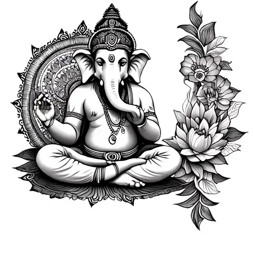 Lord Ganesha Sitting In Lotus Pose