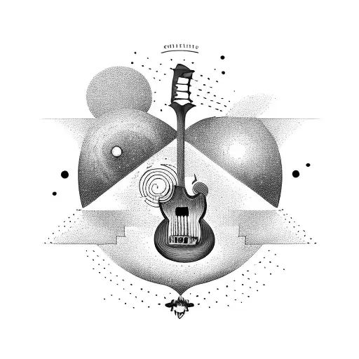A Guitar Surrounded By Celestial Bodies