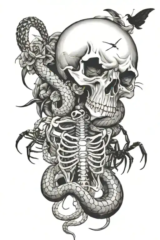 Snake Skeleton And Spider Skeleton