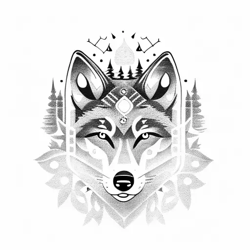 A Woman Playing A Guitar While Surrounded By A Pack Of Mystical Wolves