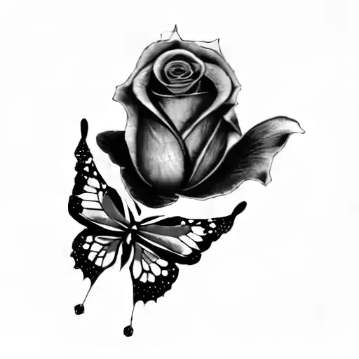 A Butterfly And A Rose