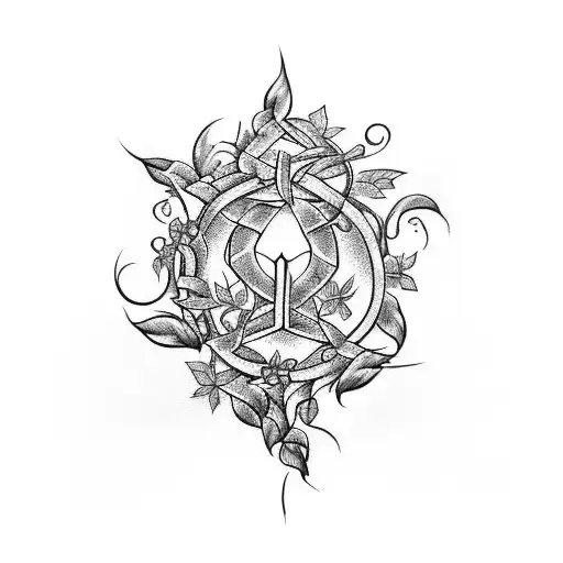 A Life And Death Symbol Intertwined With Vines And Flowers