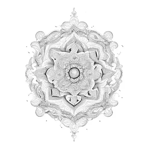 An Intricate Blackwork Design Of A Sister's Silhouette Formed By A Floral Pattern