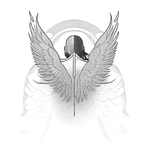 A Silhouette Of A Pilot With Wings Made Of Mountain Peaks