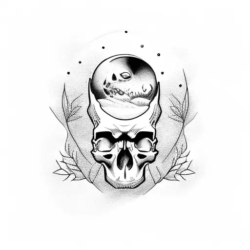 Skull With Cresent Moon